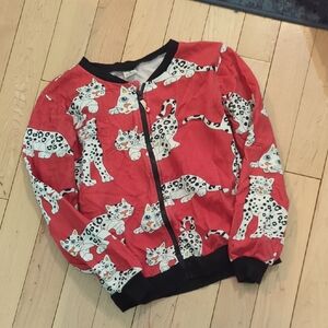 Smafolk Kids Red Cat Print Zip-Up Hoodie - 12 Years